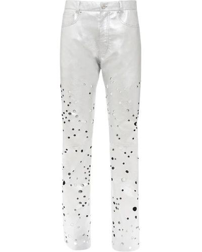 DURAZZI MILANO Pantalone in pelle perforato - Bianco