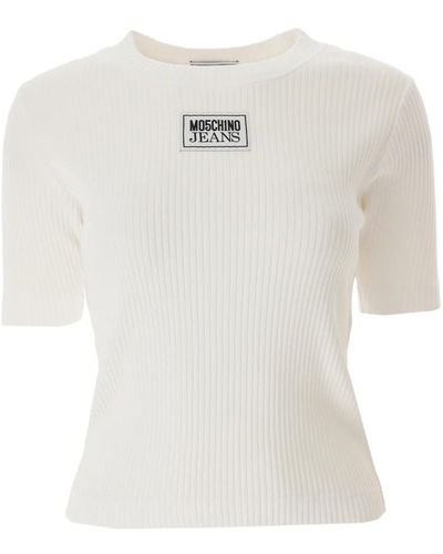 Moschino Baumwoll logo patch t-shirt - Weiß