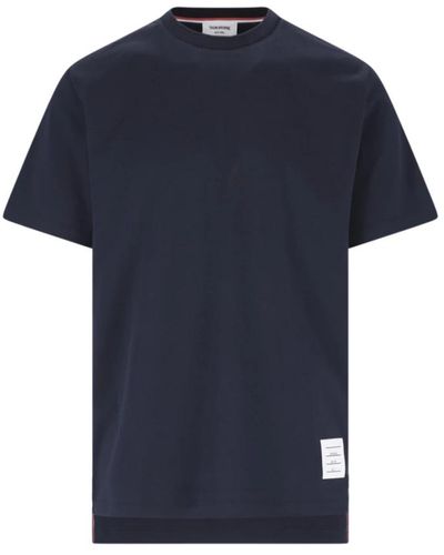 Thom Browne Blaues baumwoll-t-shirt mit logo