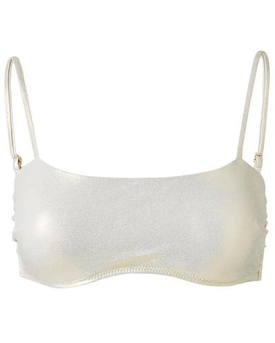Melissa Odabash Top de bikini dorado tela premium - Blanco