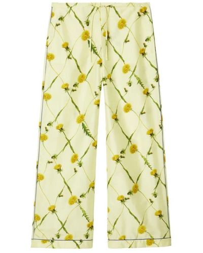 Burberry Pantalones de seda estampados florales - Amarillo