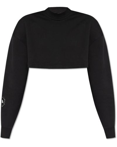adidas By Stella McCartney Cropped sweatshirt mit logo - Schwarz