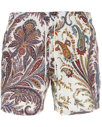 Etro Bedruckte badeshorts aus polyester - Braun
