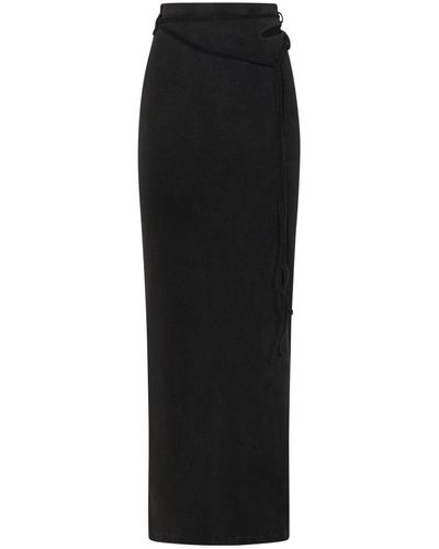 OTTOLINGER Falda negra de punto acanalado con cintura alta ajustable - Negro