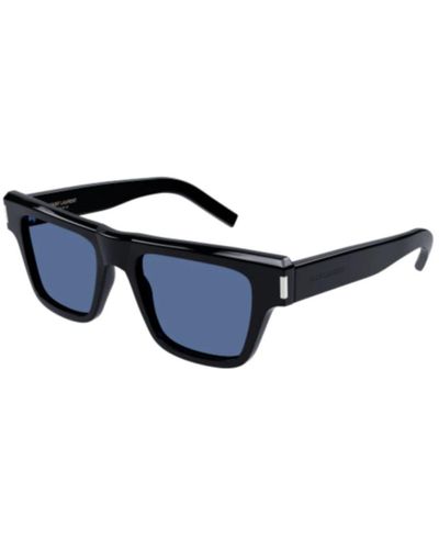 Saint Laurent Sl469 Rectangle-frame Acetate Sunglasses - Blue
