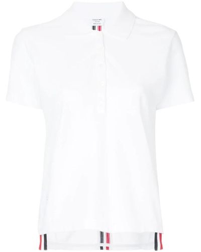 Thom Browne Weißes polo-shirt mit signaturstreifen