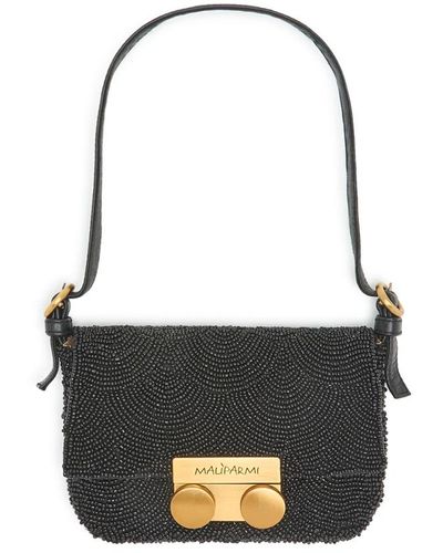 Maliparmi Handbestickte mini-schultertasche mit perlen - Schwarz