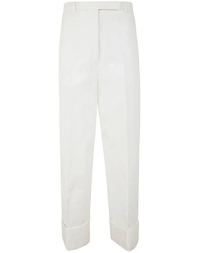 Thom Browne Pantalón de pierna recta de algodón orgánico canvas - Blanco