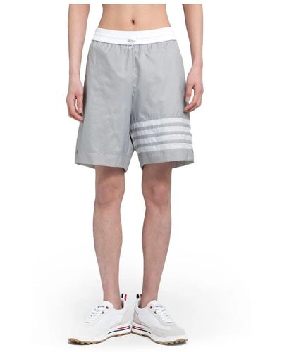 Thom Browne Ultra light nylon rip mid thigh shorts - Grau