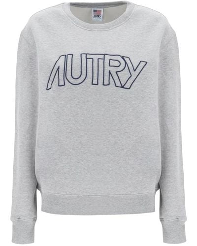 Autry Grauer pullover mit besticktem logo