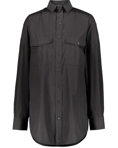 Wardrobe NYC Kurzes hemdkleid aus baumwolle mit taschen - Schwarz