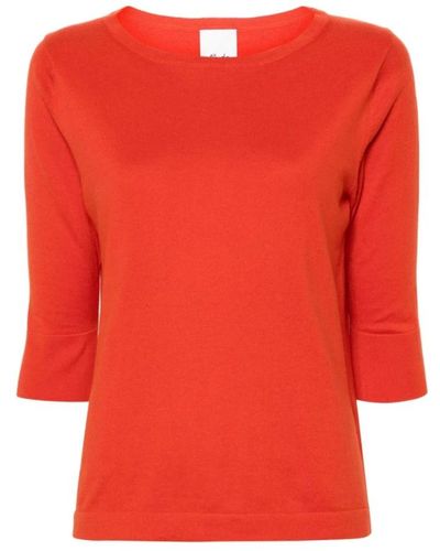 Allude Roter baumwoll-crew-neck-pullover