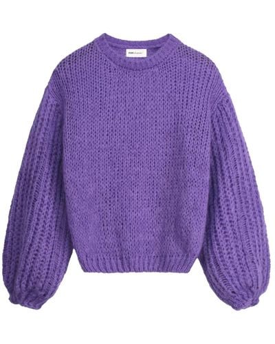 Pom Round-Neck Knitwear - Purple