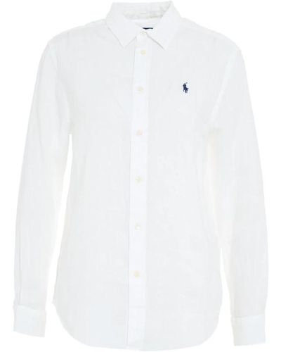 Ralph Lauren Camisa blanca de manga larga con botones - Blanco