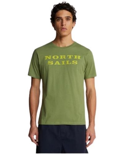 North Sails Organisches t-shirt mit rundhalsausschnitt und kurzen ärmeln - Grün
