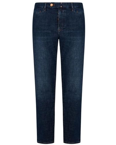 Incotex Jeans slim fit blu con cuciture a contrasto