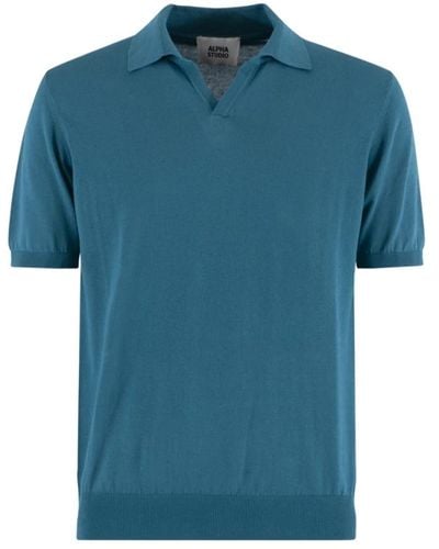 Alpha Studio T-shirt polo con scollo a v turchese - Blu
