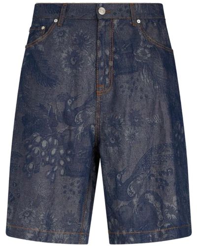 Etro Shorts in lino blu