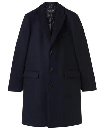 Dondup Single-Breasted Coats - Blue