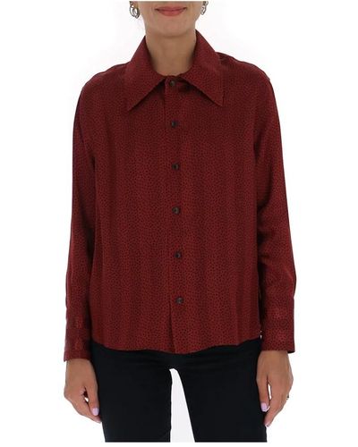 Saint Laurent Rotes seidenstreifen-print-shirt