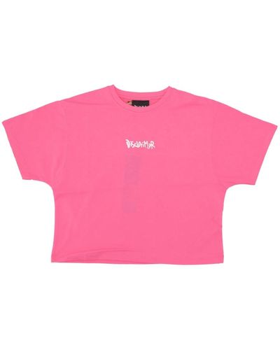DISCLAIMER Fluo fuchsia big logo tee - Pink
