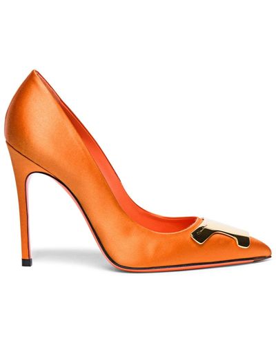 Santoni Zapato de tacón de satén atemporal - Naranja