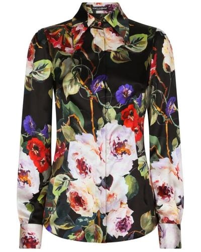 Dolce & Gabbana Camisas de seda con estampado floral - Verde