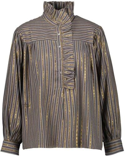 Antik Batik Schwarze eddy bluse mit lurex streifen - Grau