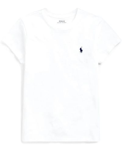 Ralph Lauren Camiseta de algodón blanca con logo de pony bordado - Blanco
