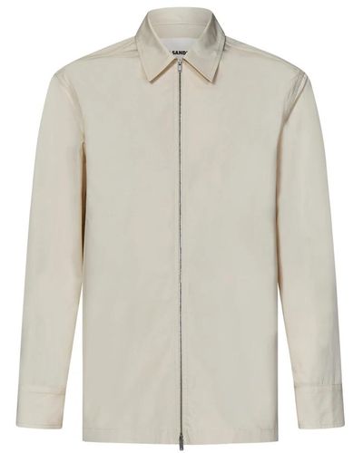 Jil Sander Ivory baumwollhemd mit silber reißverschluss - Weiß