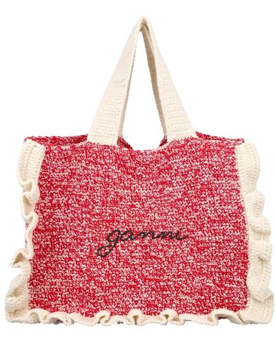 Ganni Tote Bags - Red
