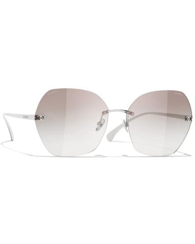 Chanel Ikonoische sonnenbrille mit braunen verlaufsgläsern - Weiß