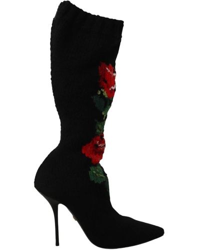 Dolce & Gabbana Calcetines elásticos rosas rojas booties - Negro