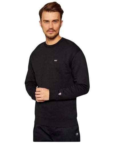 Tommy Hilfiger Organischer baumwoll iconic sweatshirt - schwarz