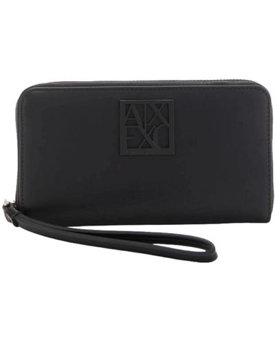 Armani Exchange Elegante schwarze leder brieftasche