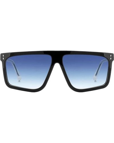 Isabel Marant Quadratische schwarze sonnenbrille mit blauen gläsern