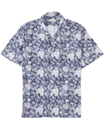 Hartford Camicia in lino con stampa floreale retrò - Blu