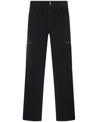 Givenchy Schwarze cargo jeans reißverschluss taschen