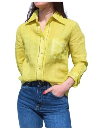 Mason's Camisa de lino con detalles satinados - Amarillo