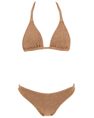 Hunza G Gerüschtes bikini-set dreieck top unterteile - Weiß