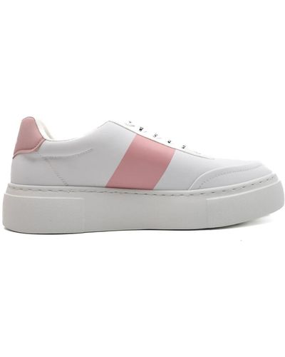Armani Exchange Sneakers in pelle bianca con dettagli rosa - Grigio