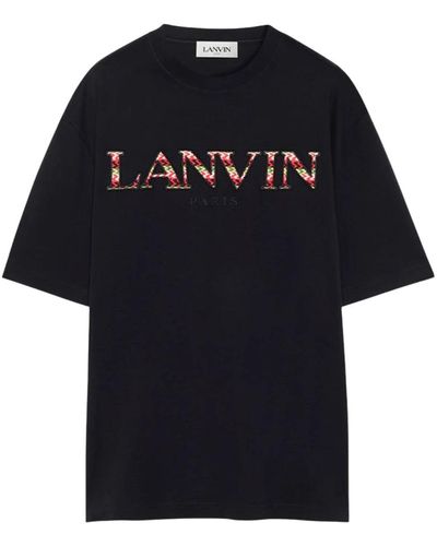 Lanvin Schwarzes baumwoll-jersey-t-shirt mit gesticktem logo