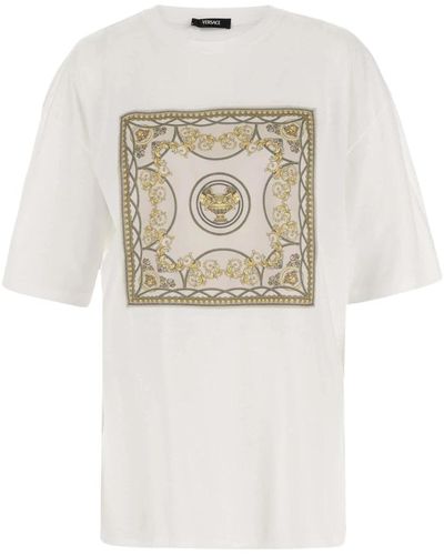 Versace Baumwoll-t-shirt mit schal-applikation - Weiß