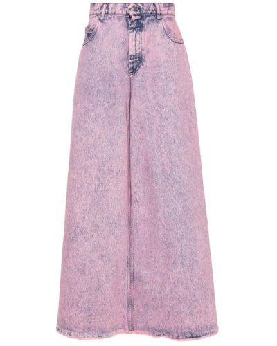 Marni Pantalones anchos rosa con efecto mármol - Morado