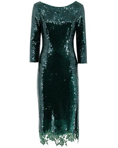 Ermanno Scervino Glamouröses Paillettenkleid mit Spitzenverzierung - Grün