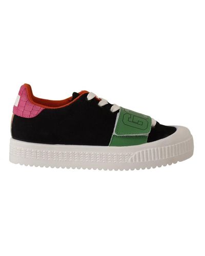Gcds Multicolor Suede Low Top Lace Up Women Sneakers Shoes - Schwarz