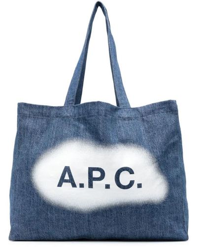 A.P.C. Borse in cotone blu manici grandi