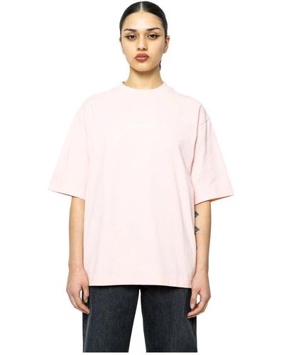 Acne Studios T-shirt logo rosa pallido