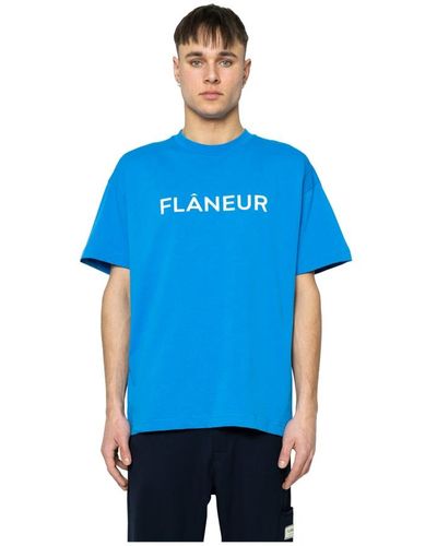 FLANEUR HOMME Blaues logo t-shirt