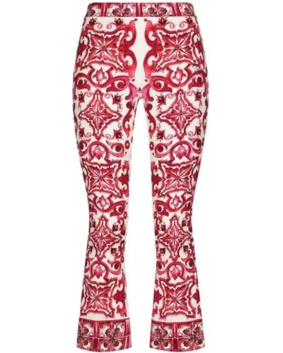 Dolce & Gabbana Seiden majolika print schlaghose - Rot